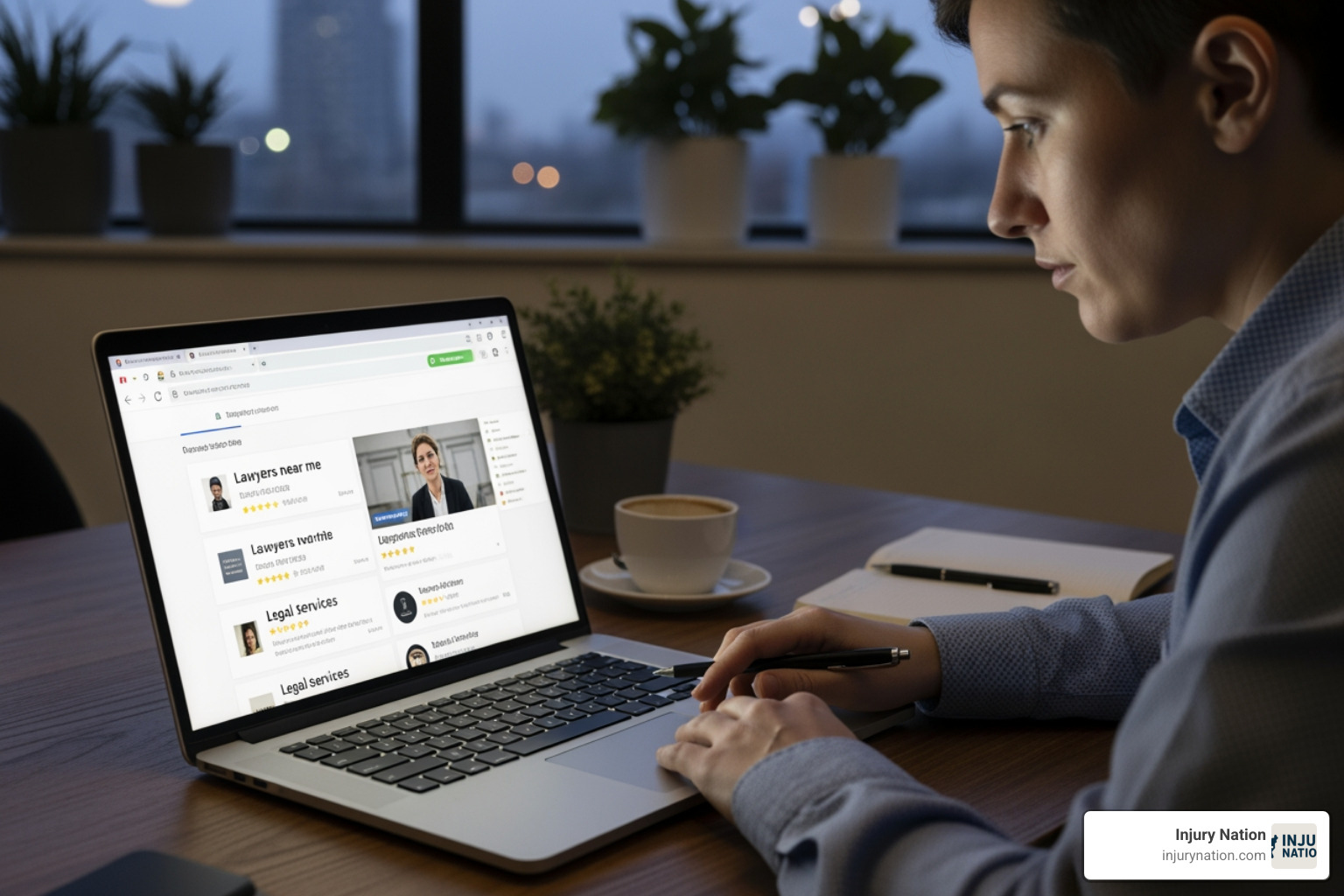 person searching for lawyers on a laptop - auto injury accident lawyer near me rating person searching for lawyers on a laptop - auto injury accident lawyer near me rating