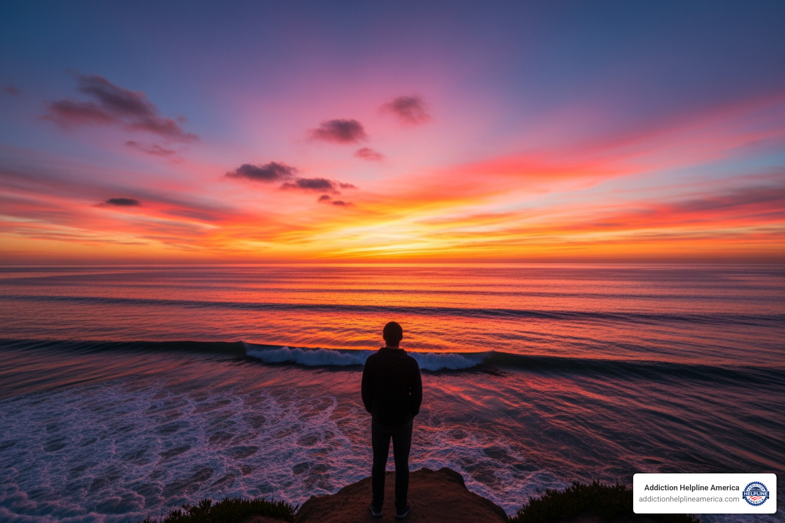 Person looking hopefully towards a California sunset - California Detox & Luxury Rehab