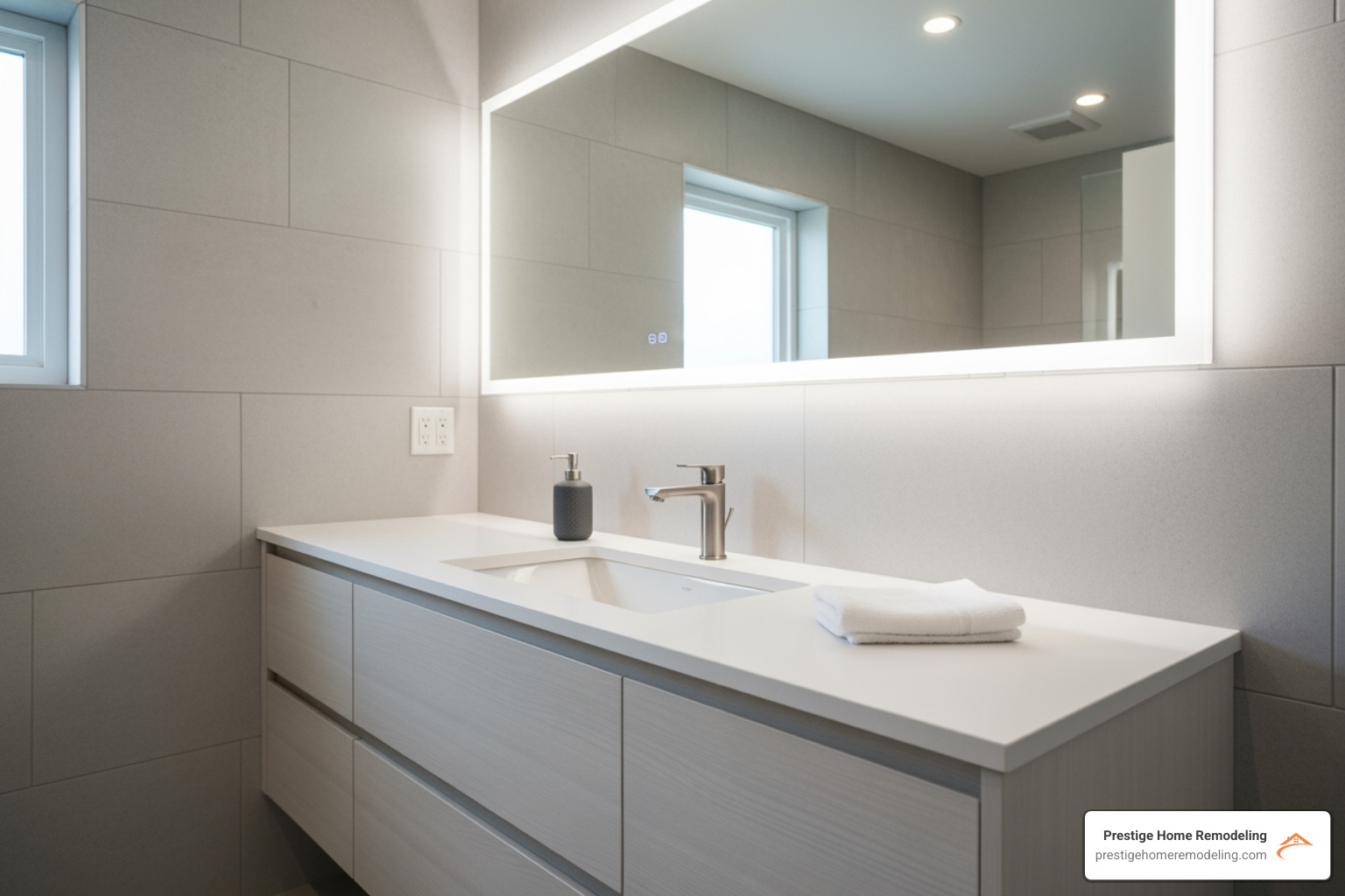 stylish vanity and sink combination in a remodeled bathroom - how much does a bathroom remodel cost in baltimore stylish vanity and sink combination in a remodeled bathroom - how much does a bathroom remodel cost in baltimore