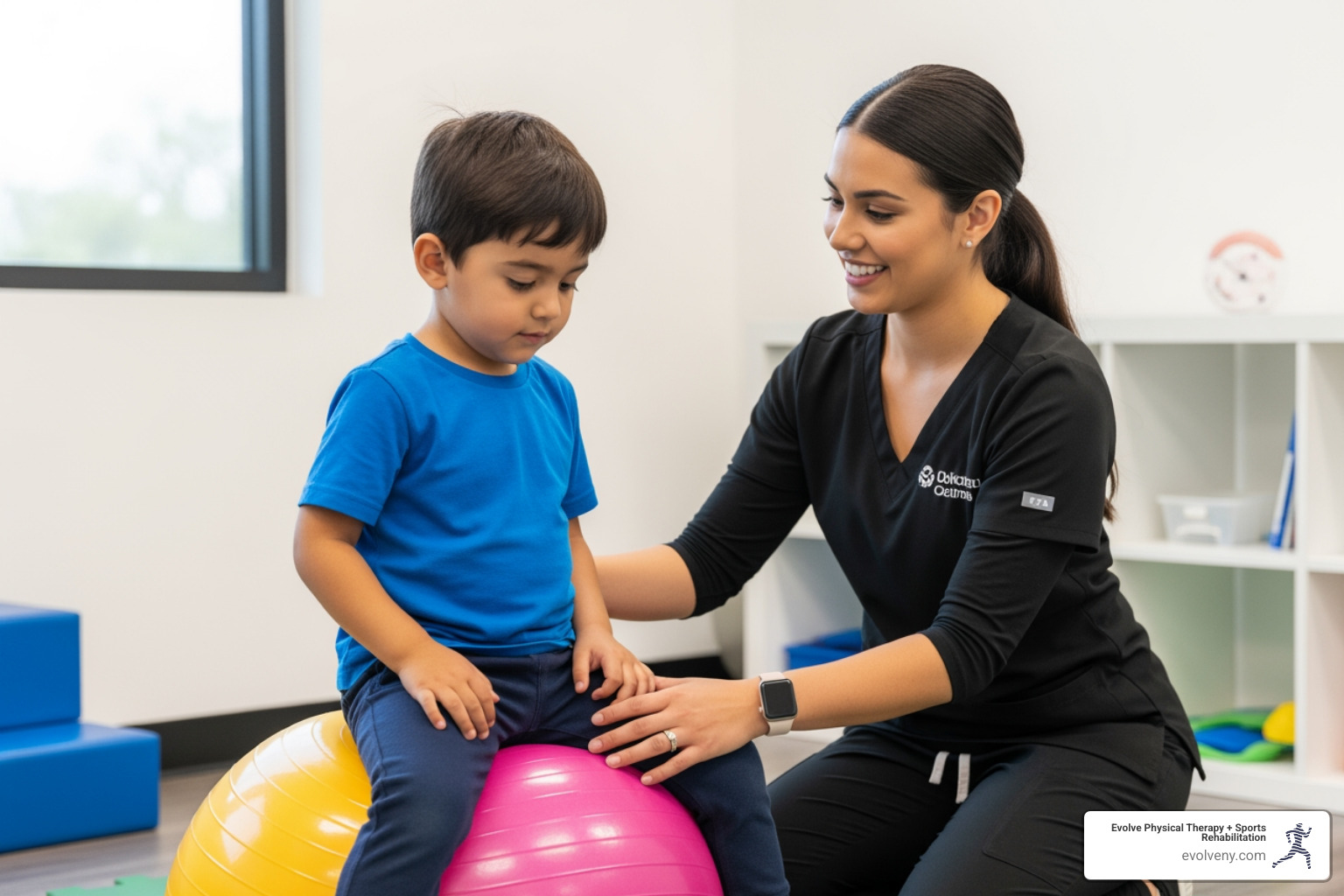PTA assisting child on balance ball - pediatric physical therapy assistant jobs PTA assisting child on balance ball - pediatric physical therapy assistant jobs