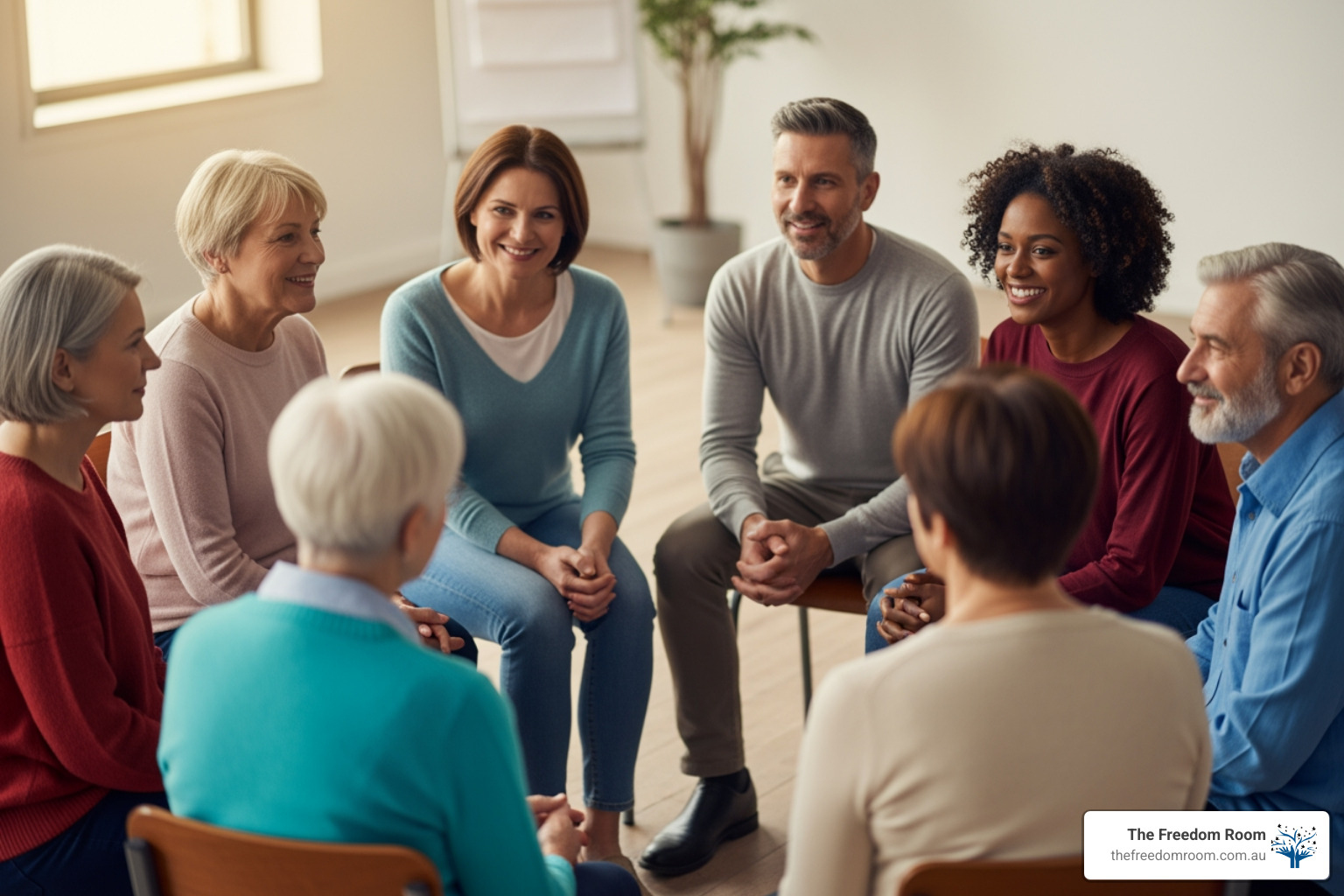 Effective addiction treatment options often include group counselling; this image shows participants seated in a circle sharing their recovery journey.