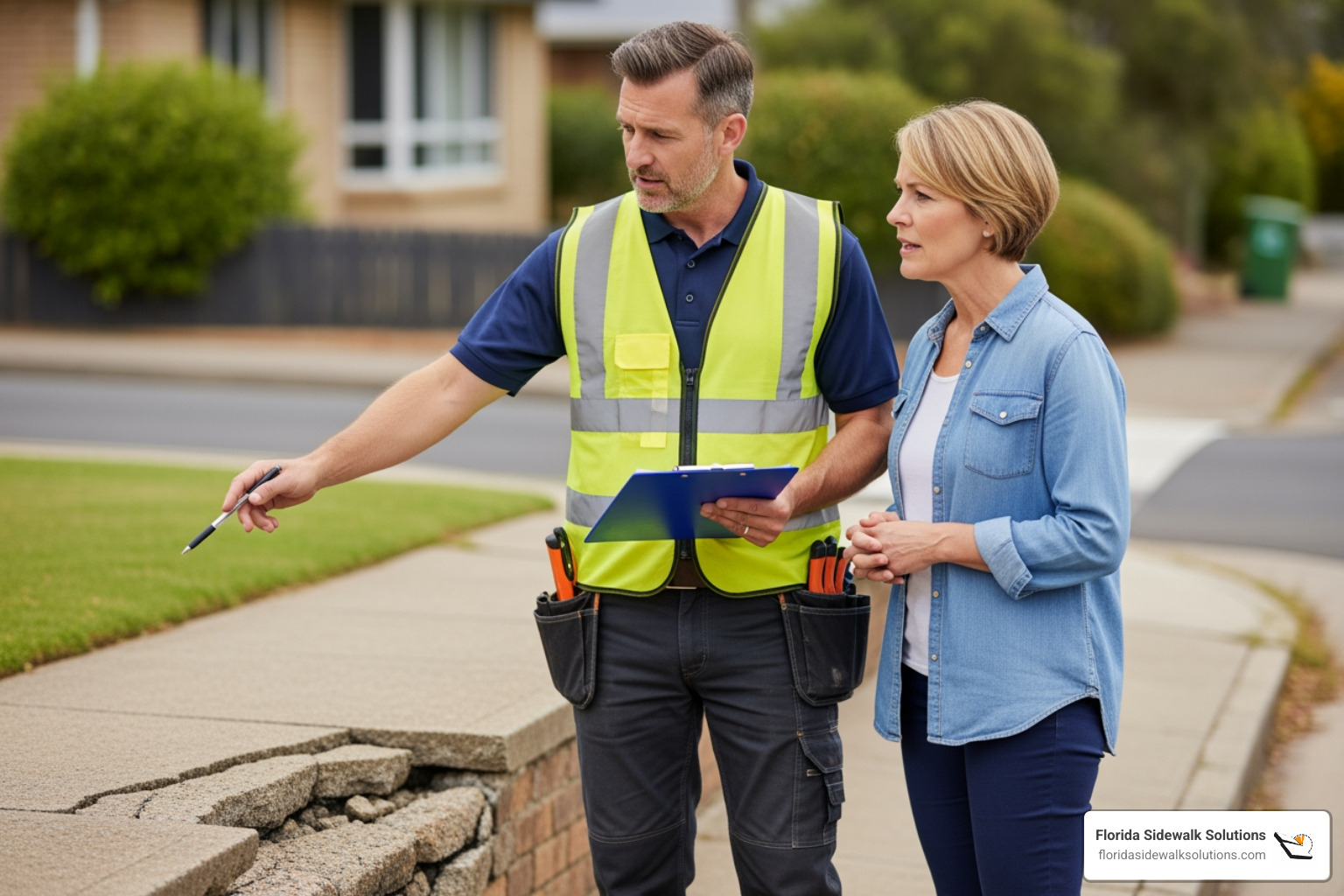 contractor providing a quote for a sidewalk repair - Concrete Sidewalk Repair contractor providing a quote for a sidewalk repair - Concrete Sidewalk Repair