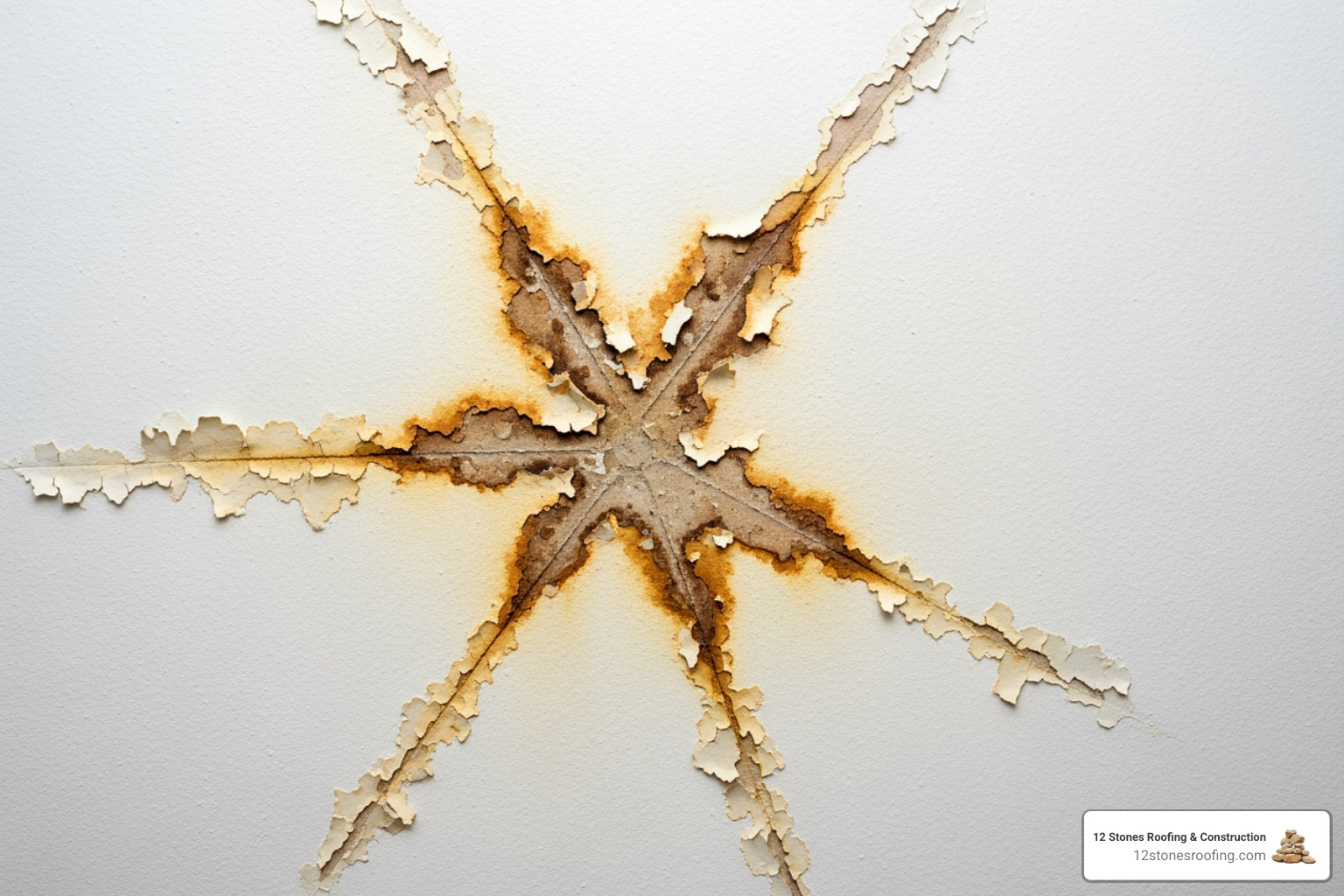 water stains on a ceiling, clearly indicating a roof leak. - roof repair company Pasadena