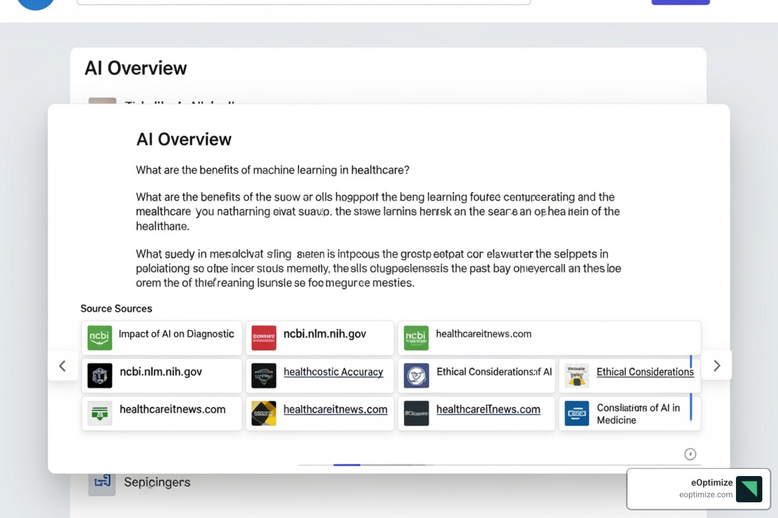 an expanded AI Overview with multiple sources in a carousel - AI Overviews vs. Other SERP Features
