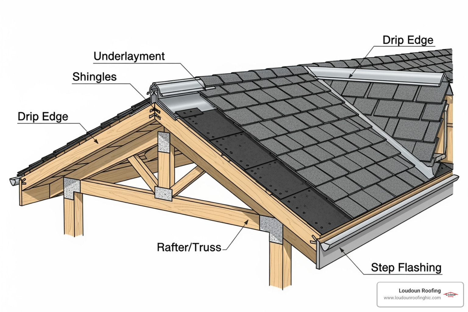 cross-section of a roof showing all layers - preventative roof maintenance