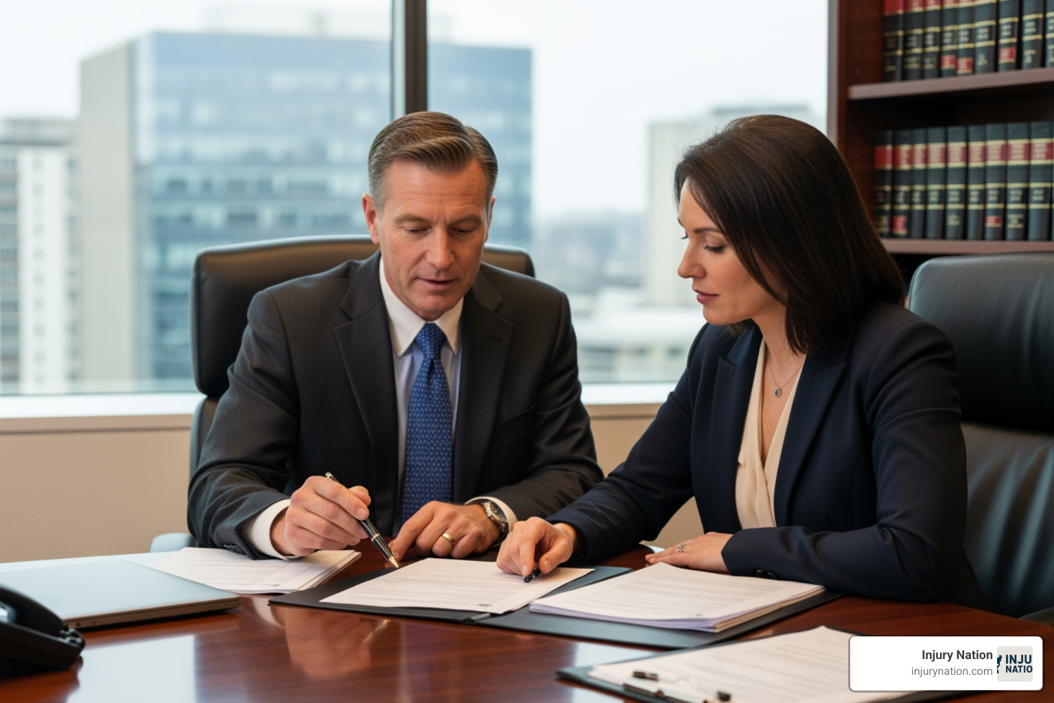 lawyer meeting with client - las vegas truck accident law firm