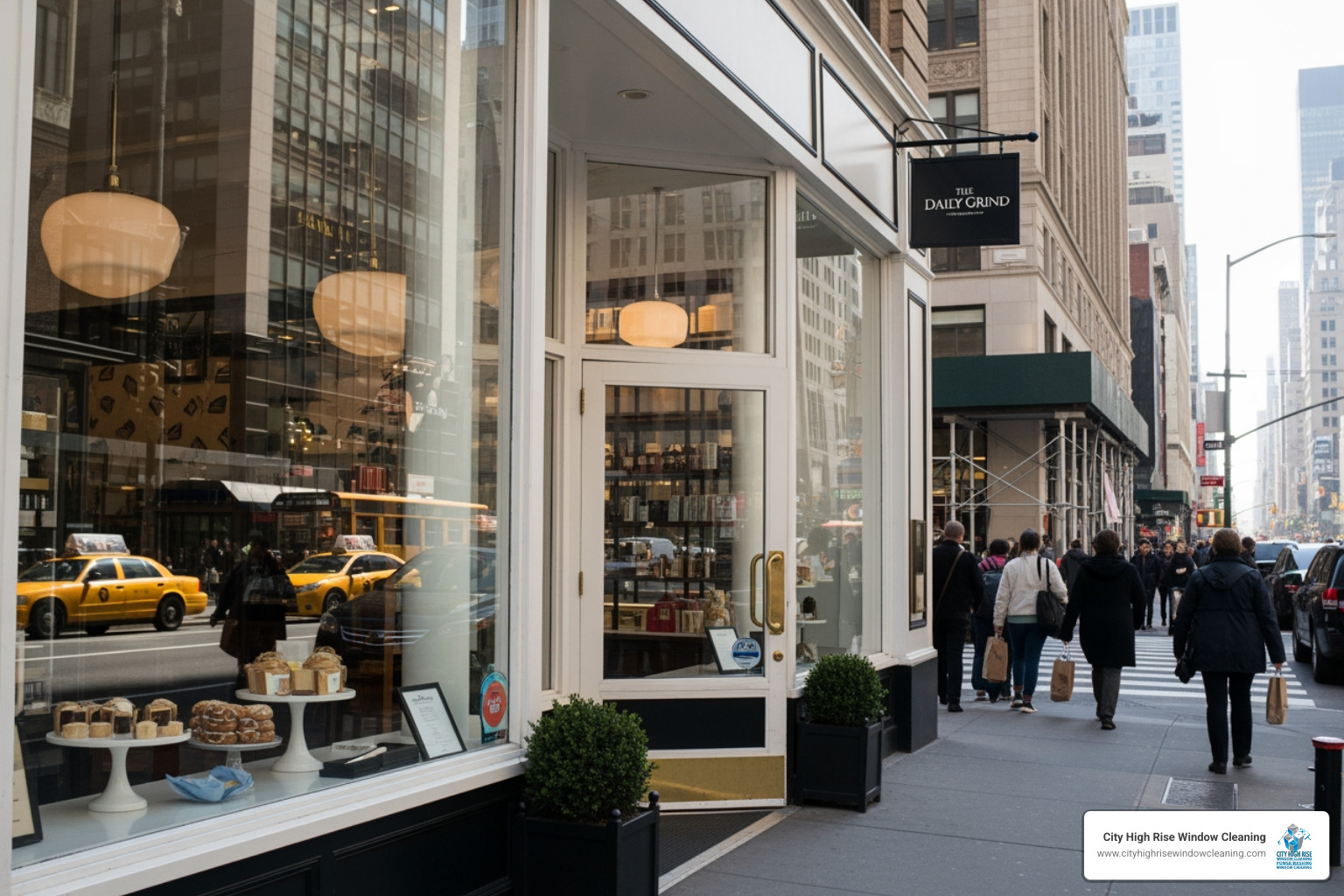of a clean, inviting storefront on a busy Manhattan street. - commercial window cleaning new york of a clean, inviting storefront on a busy Manhattan street. - commercial window cleaning new york