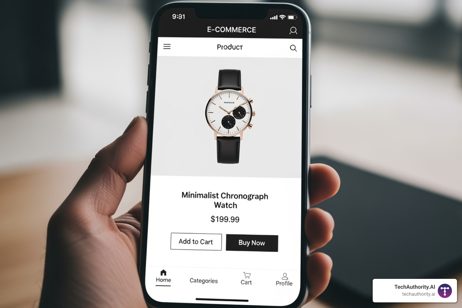 mobile phone showing a responsive ecommerce site - ecommerce website development
