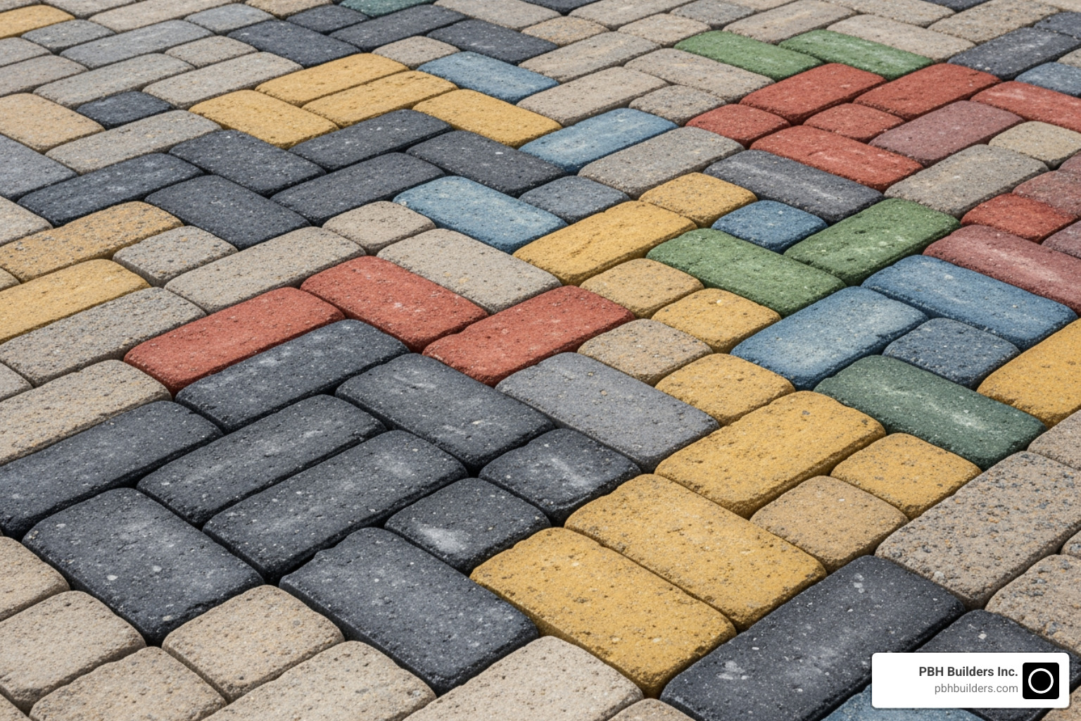A variety of paver colors, shapes, and textures - Driveway interlocking pavers