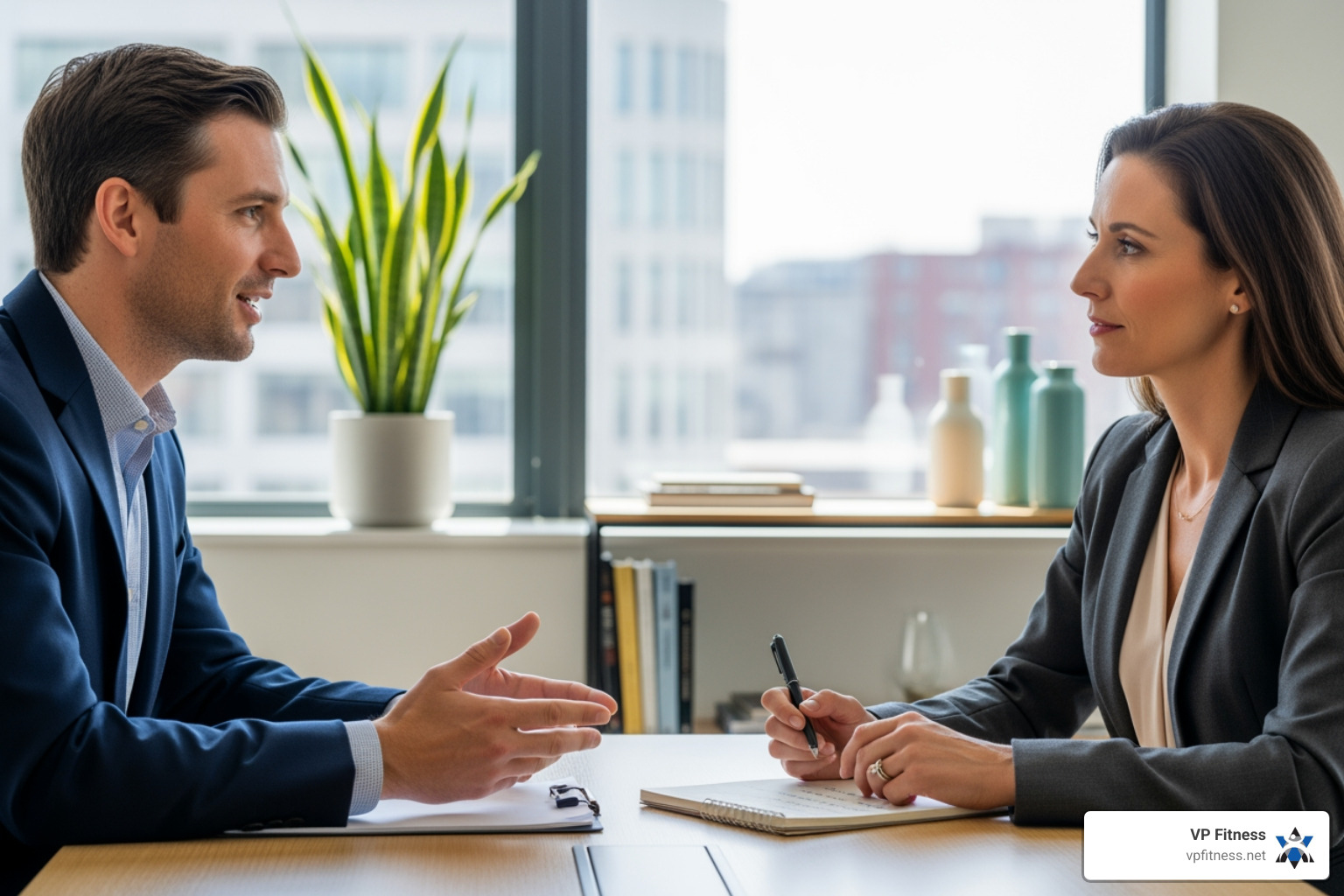 A professional consulting with a client in a friendly, modern office setting. - Nutritionist Providence RI