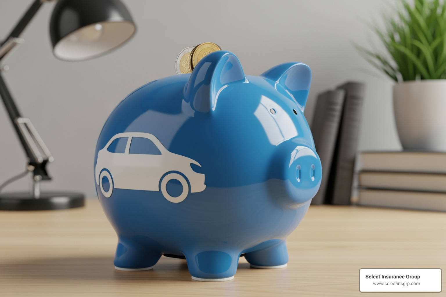 piggy bank with a car icon on it - Car insurance Charlotte NC