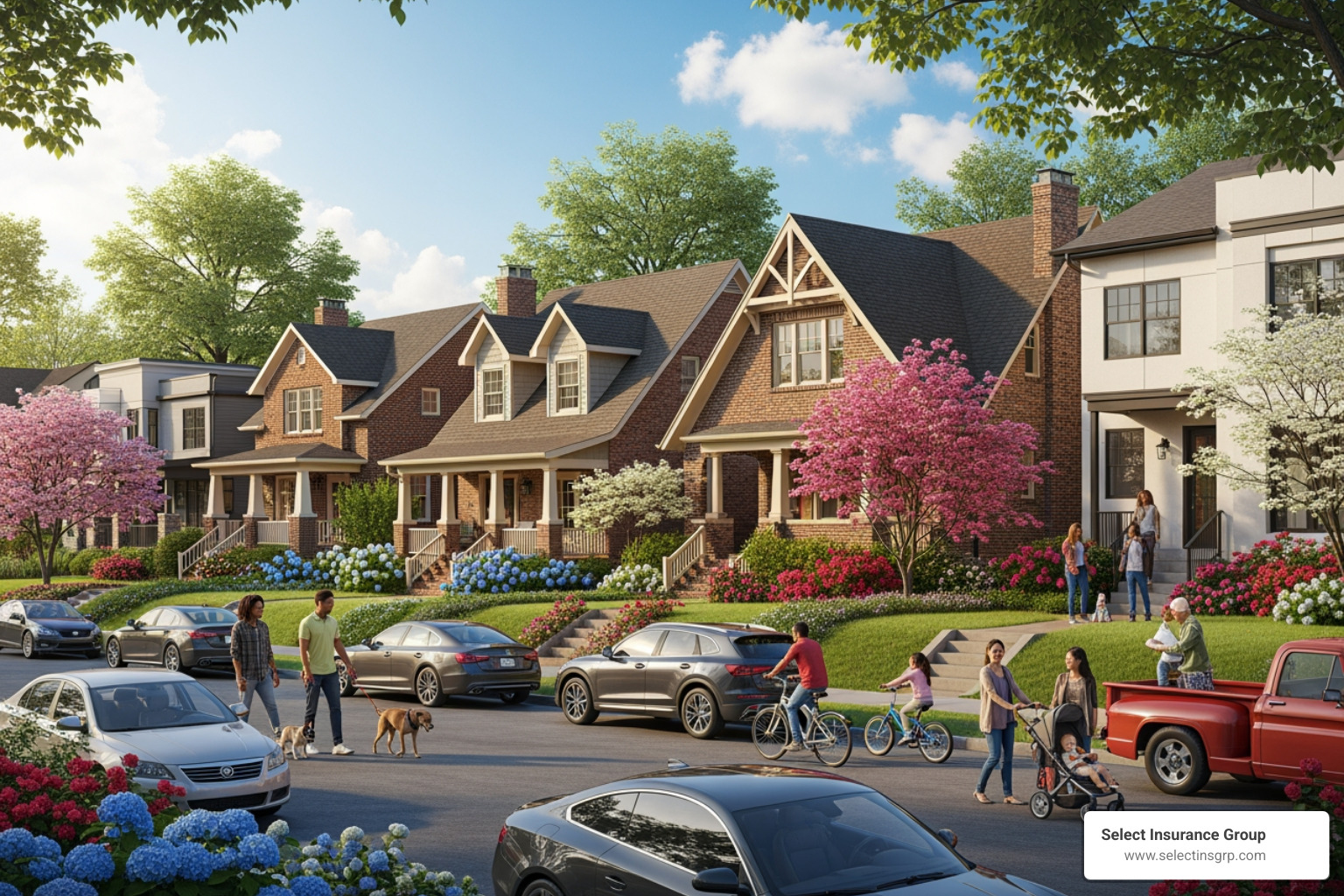 diverse Charlotte neighborhood street scene - Car insurance Charlotte NC