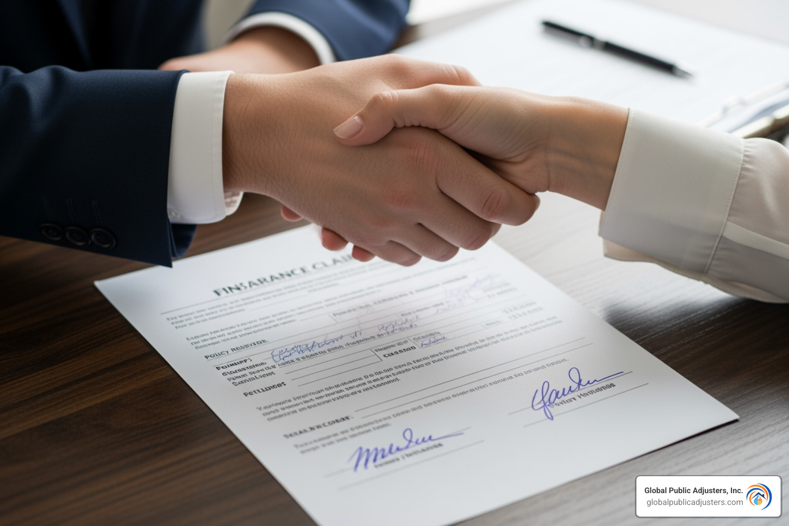 handshake over finalized claim document - hurricane claim adjuster