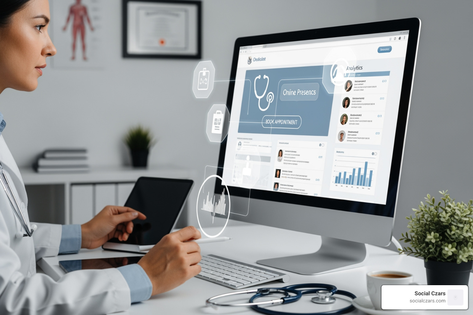 dashboard with marketing KPIs - physician online marketing