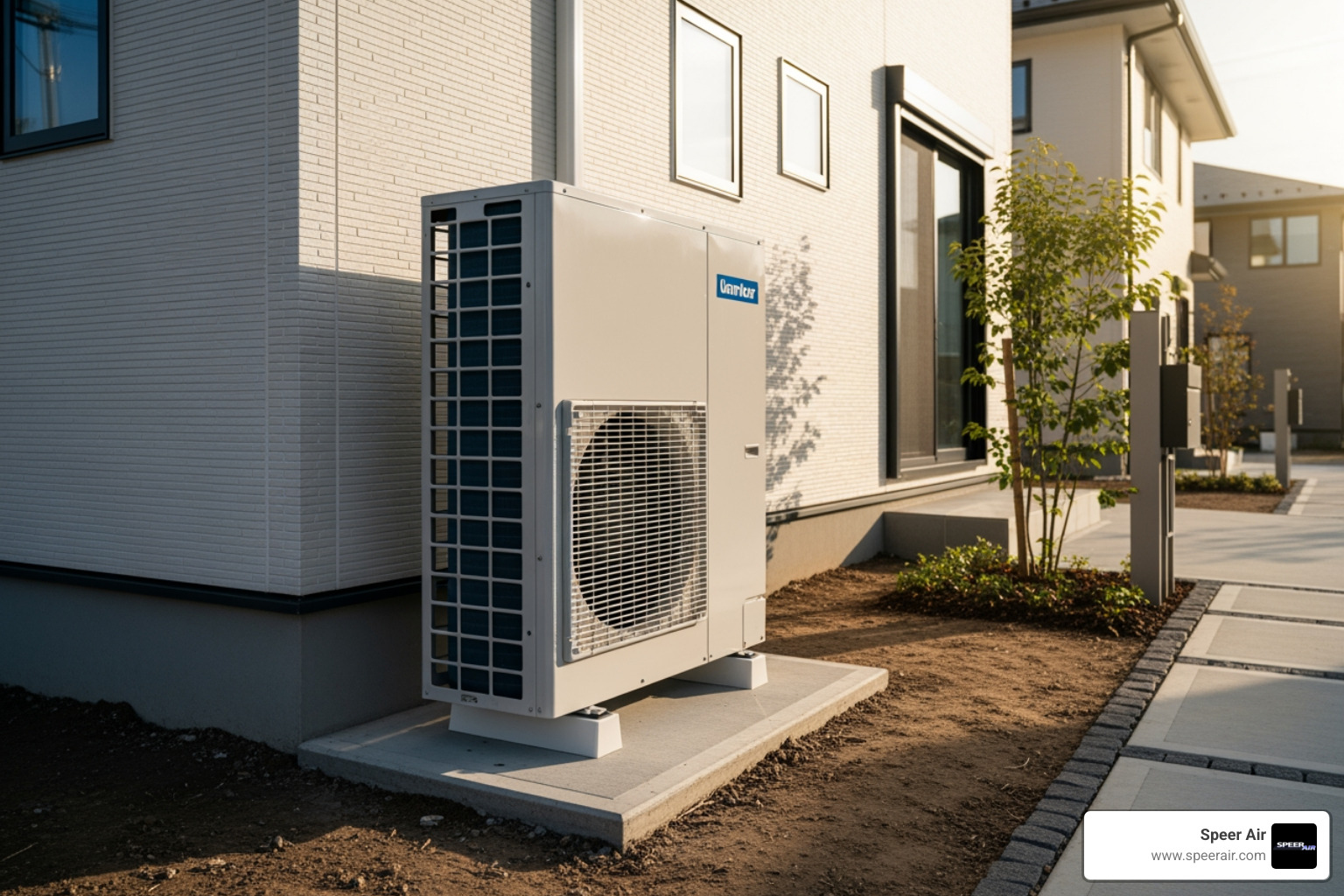 A clean, well-maintained outdoor heat pump unit, showcasing its sleek design and proper installation in a residential setting - heat pump installation rockaway A clean, well-maintained outdoor heat pump unit, showcasing its sleek design and proper installation in a residential setting - heat pump installation rockaway