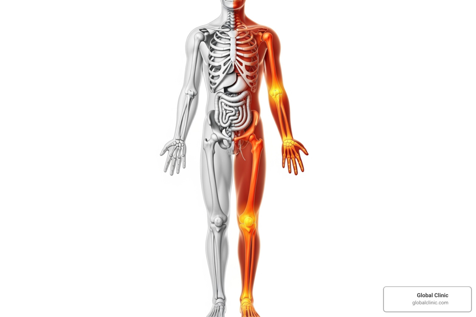 areas commonly affected by CRPS - Chronic regional pain