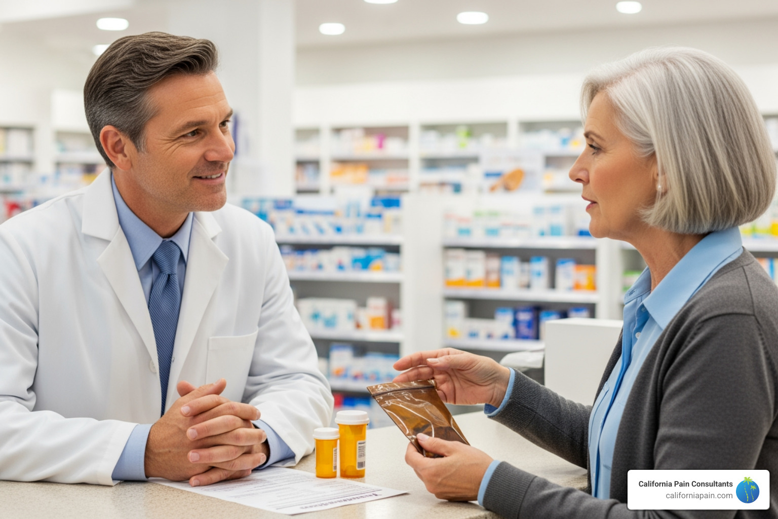 pharmacist consulting with patient - non-opioid pain management