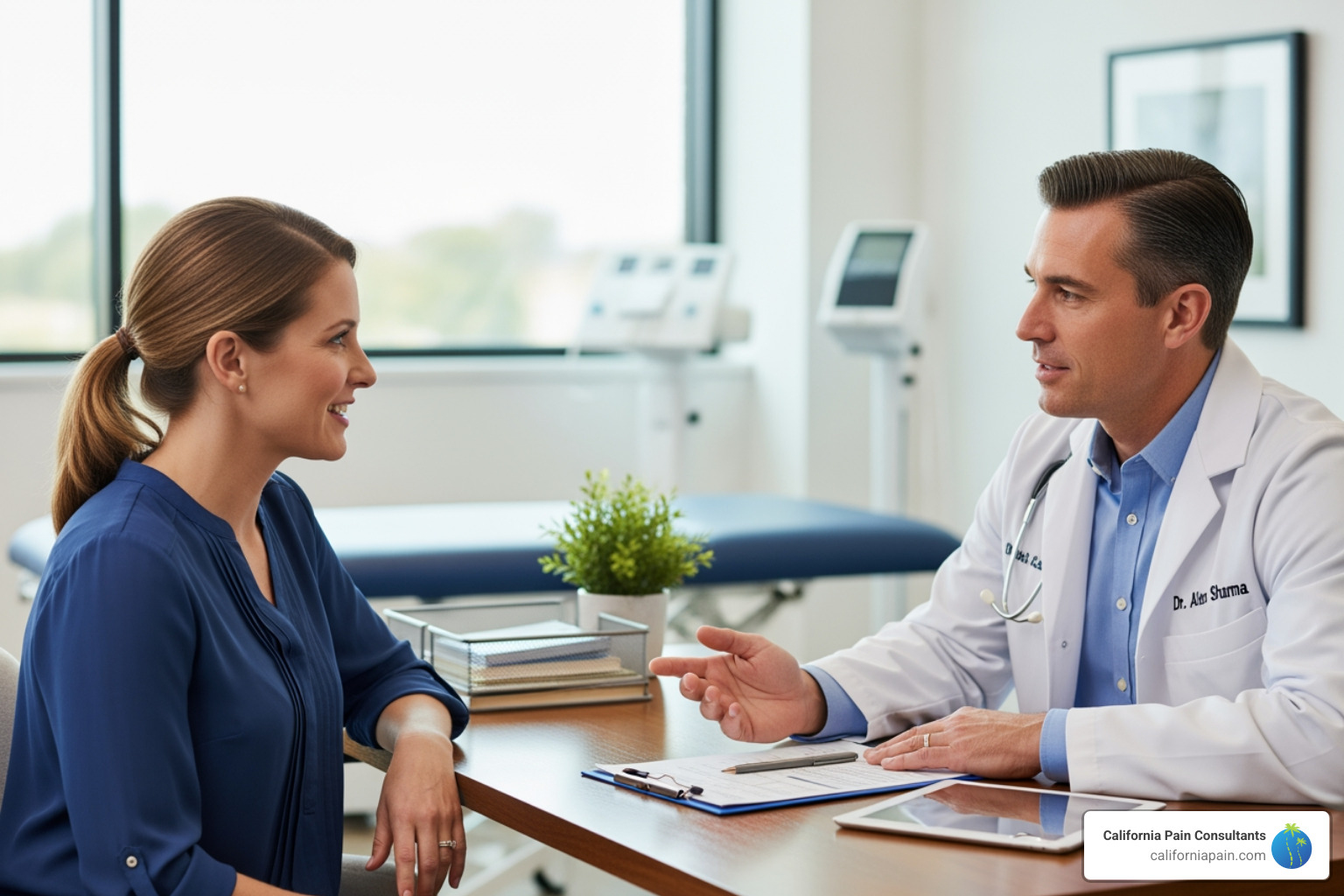 patient speaking comfortably with a doctor - overactive bladder treatment patient speaking comfortably with a doctor - overactive bladder treatment