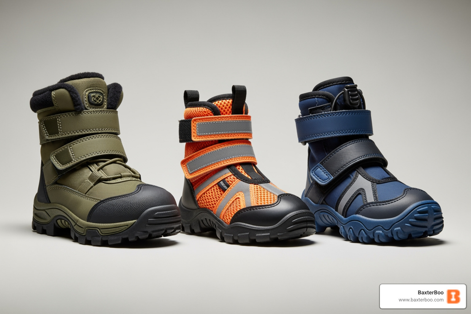 three styles of dog boots - dog hiking boots