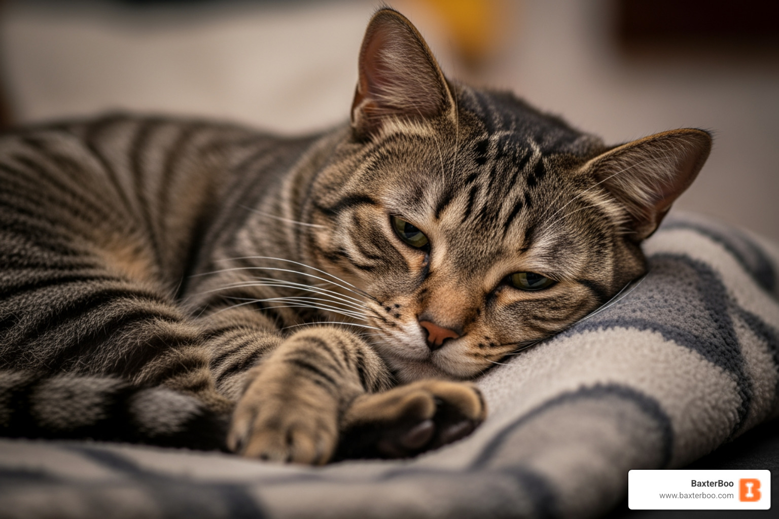 cat looking uncomfortable or lethargic - Sensitive stomach cat