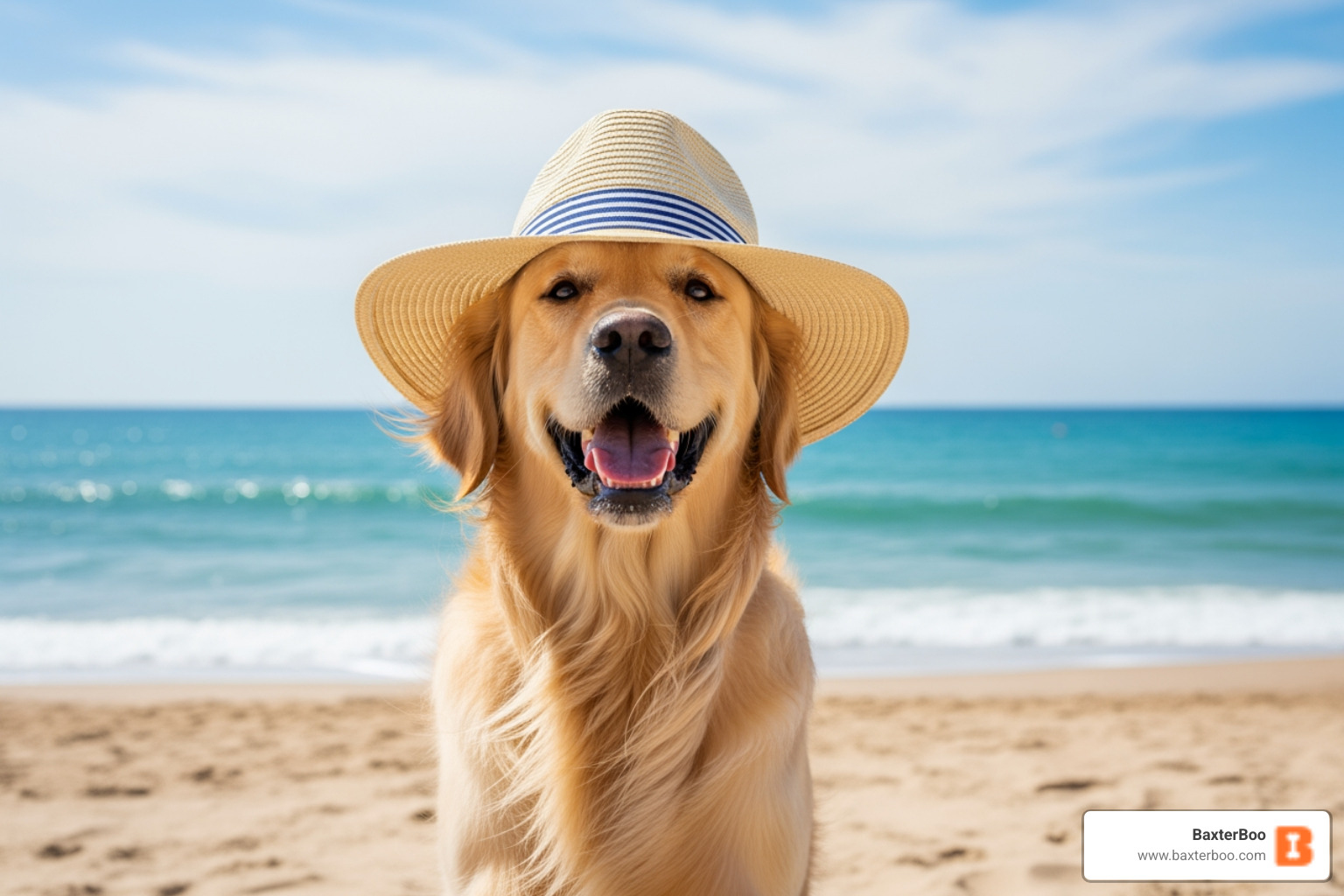 A dog wearing a wide-brimmed hat enjoying a sunny day at the beach - dog hats A dog wearing a wide-brimmed hat enjoying a sunny day at the beach - dog hats