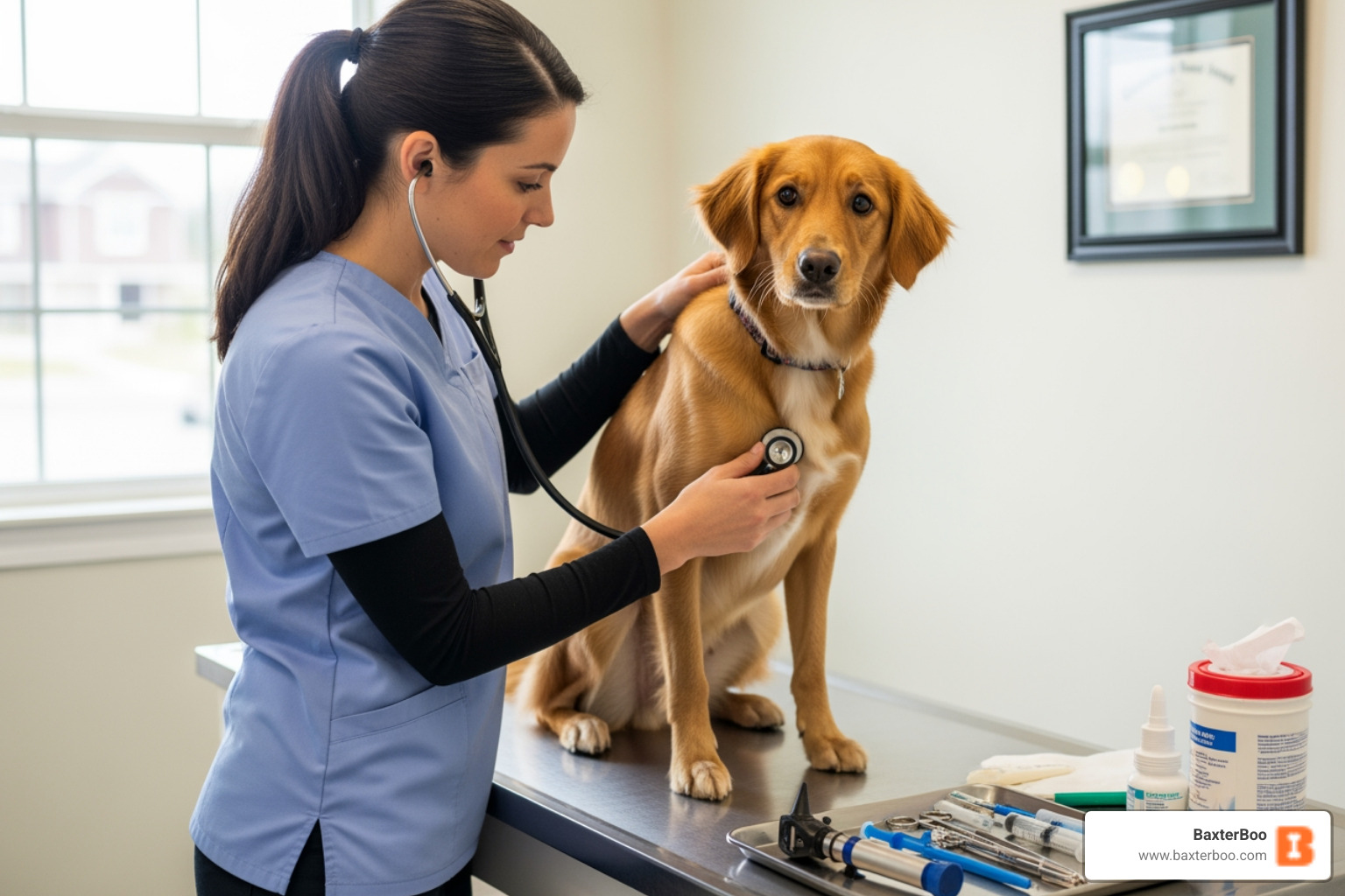 veterinarian examining a dog - dog health