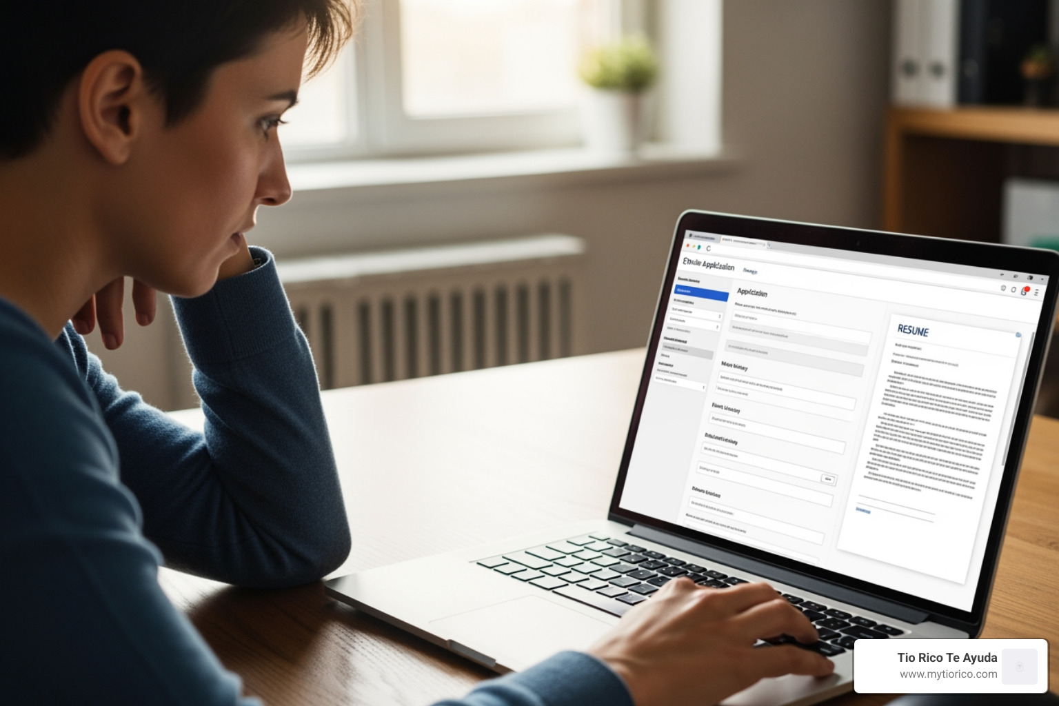 Person filling out an online application on a laptop - Quick car title loan Person filling out an online application on a laptop - Quick car title loan