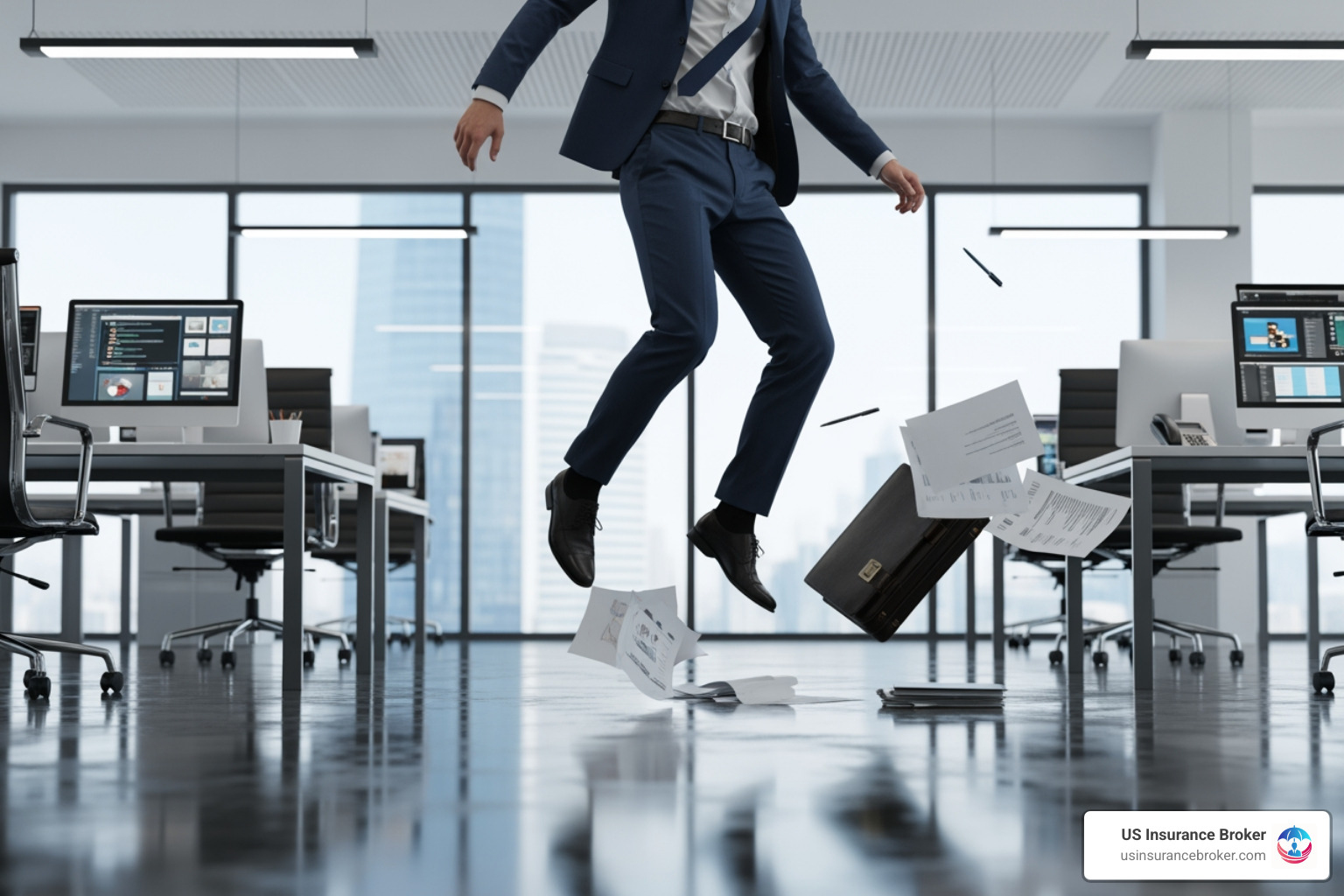 illustrating a slip-and-fall accident at a client's office - public liability insurance quotes for self employed