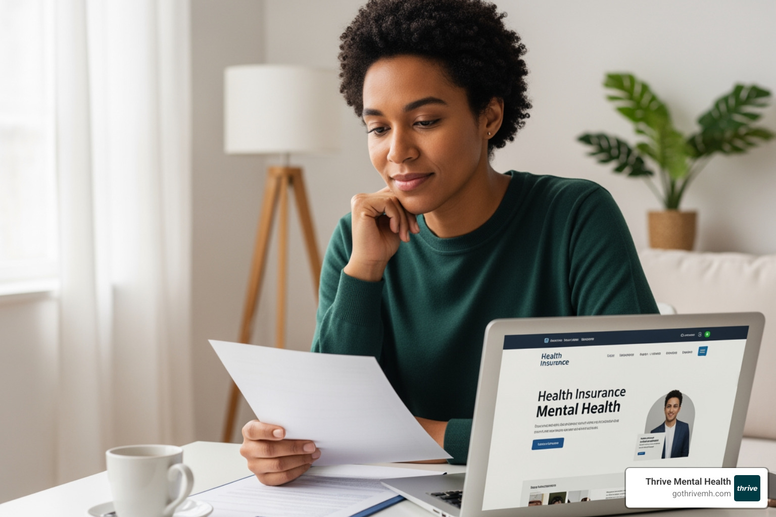 Person reviewing health insurance options for outpatient mental health on a laptop. - outpatient mental health
