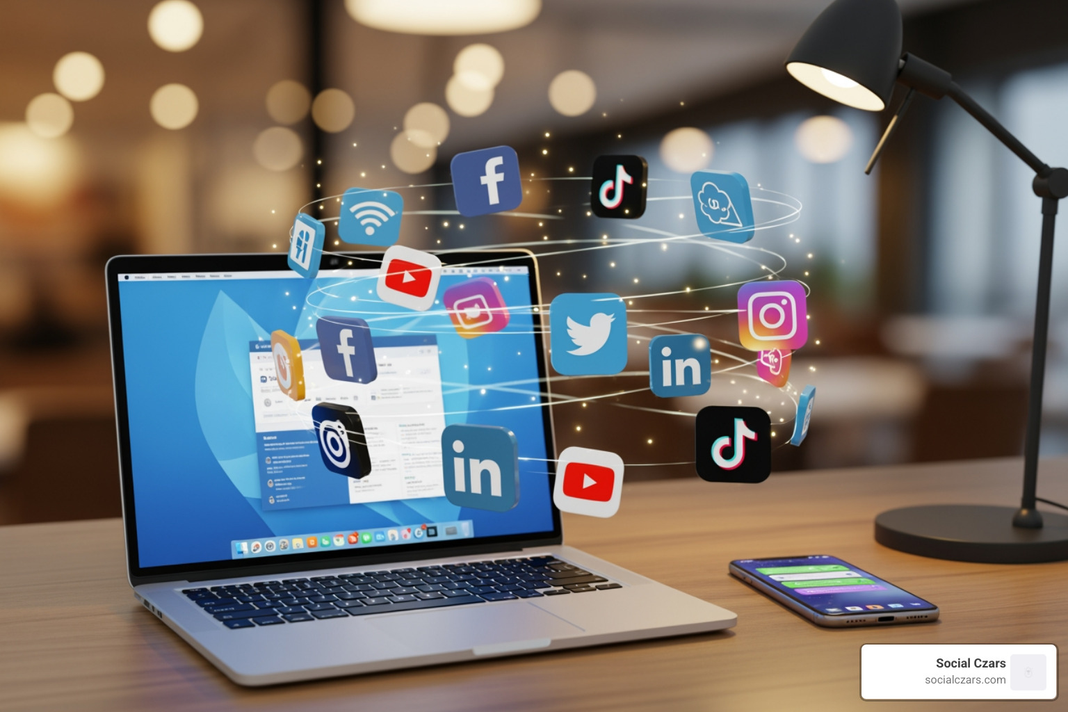 digital toolkit showing a laptop, phone, and social media icons - Crisis SEO for Lawyers