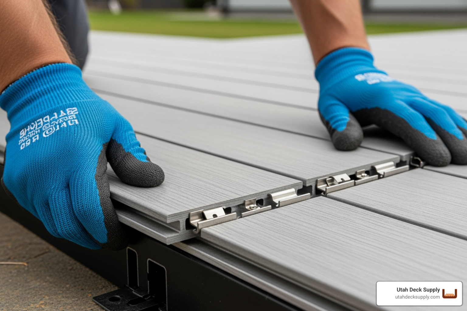 Interlocking aluminum deck planks being installed, showing the hidden fastener system. - aluminum decking material options Interlocking aluminum deck planks being installed, showing the hidden fastener system. - aluminum decking material options