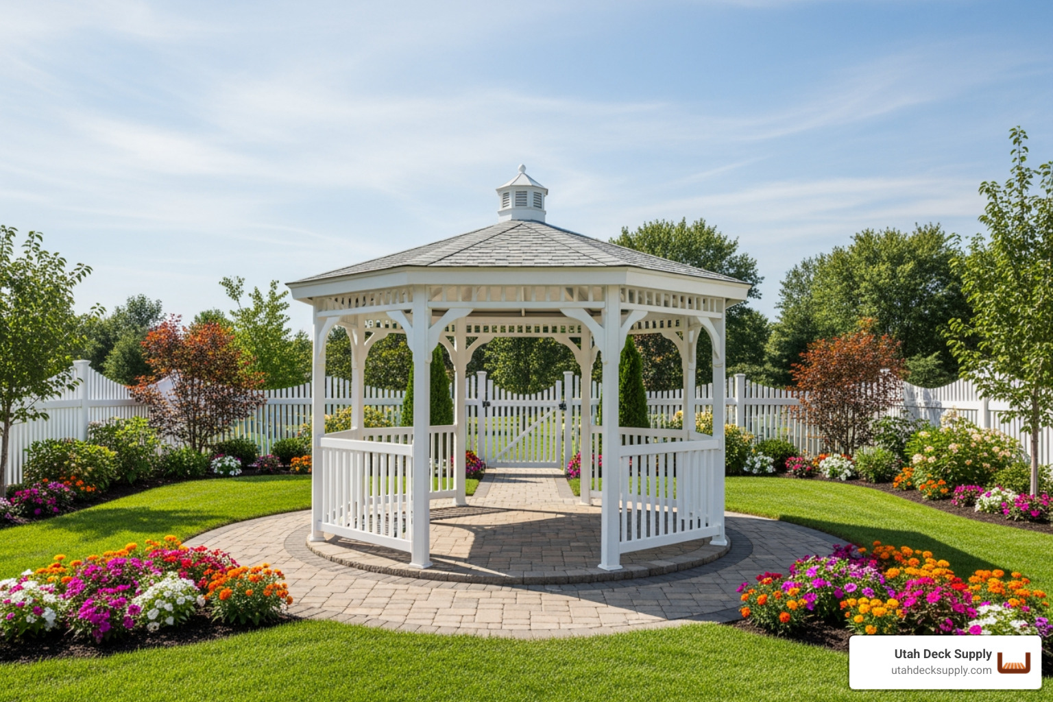 a clean, white vinyl round gazebo - round gazebo kits