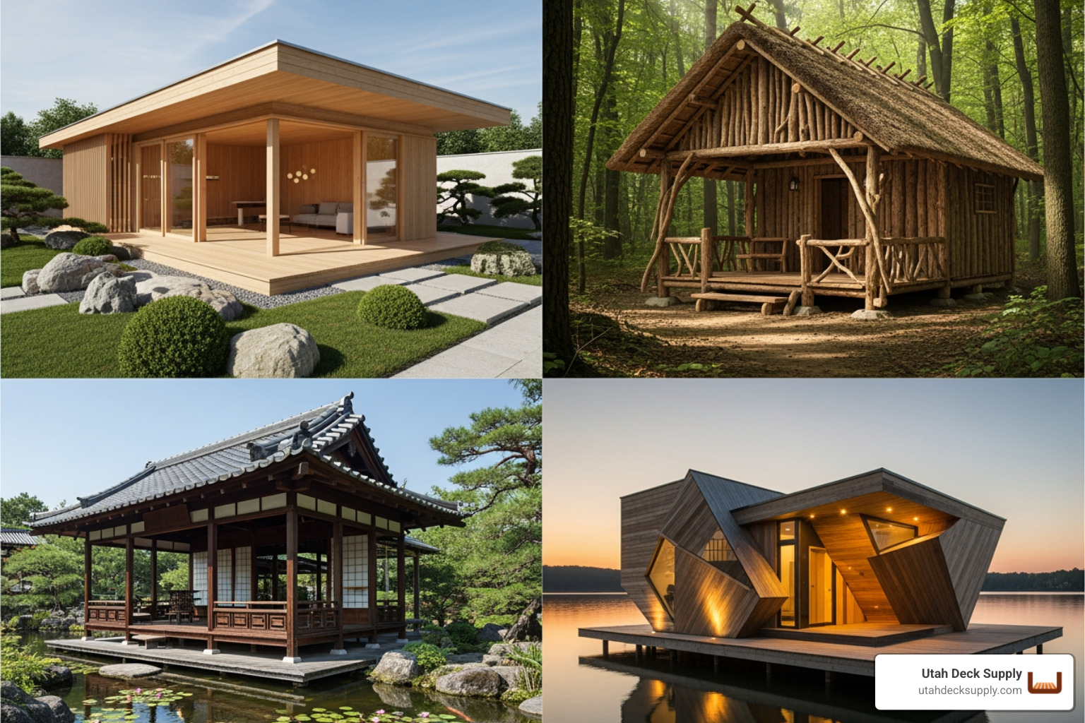 collage showing different wood pavilion styles - wood pavilion kit collage showing different wood pavilion styles - wood pavilion kit