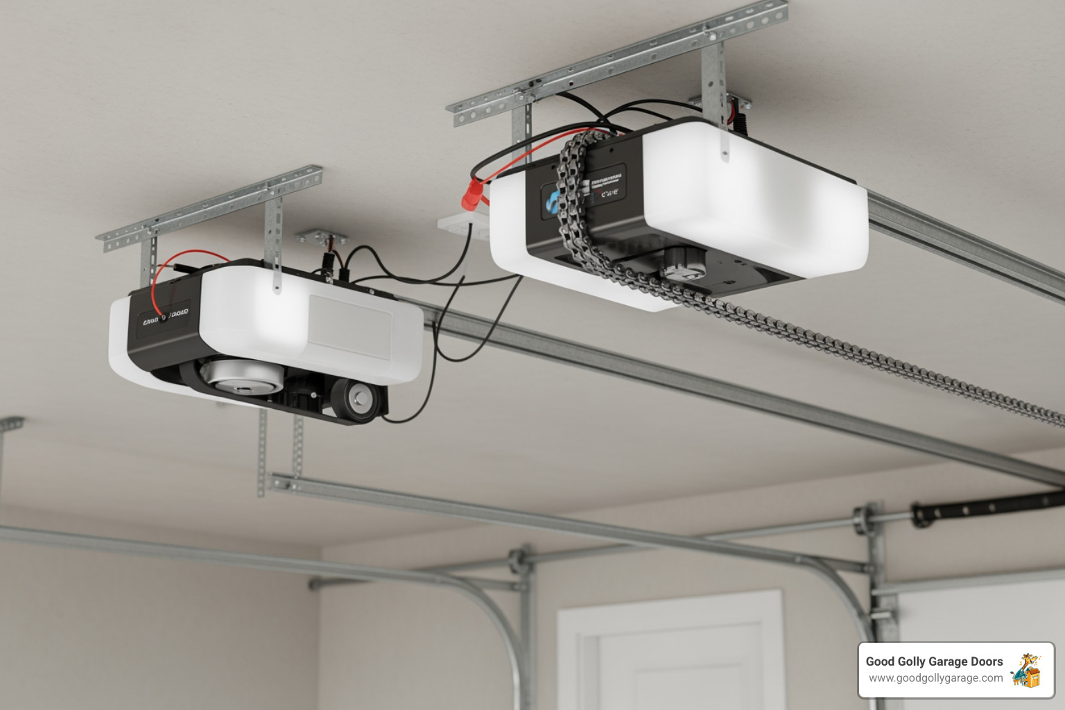 A quiet belt-drive garage door opener compared to a louder chain-drive opener - noisy garage door wrightwood ca