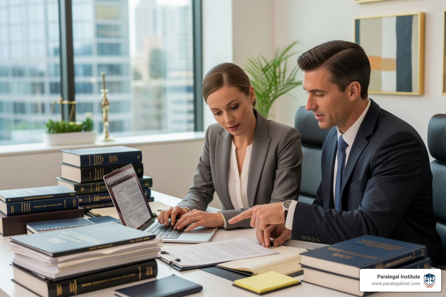 paralegal and attorney collaborating over documents - Paralegal litigation support paralegal and attorney collaborating over documents - Paralegal litigation support