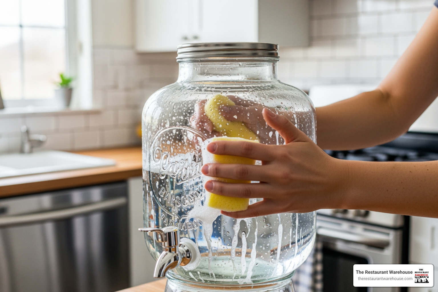 person cleaning glass drinks dispenser - drinks dispenser person cleaning glass drinks dispenser - drinks dispenser