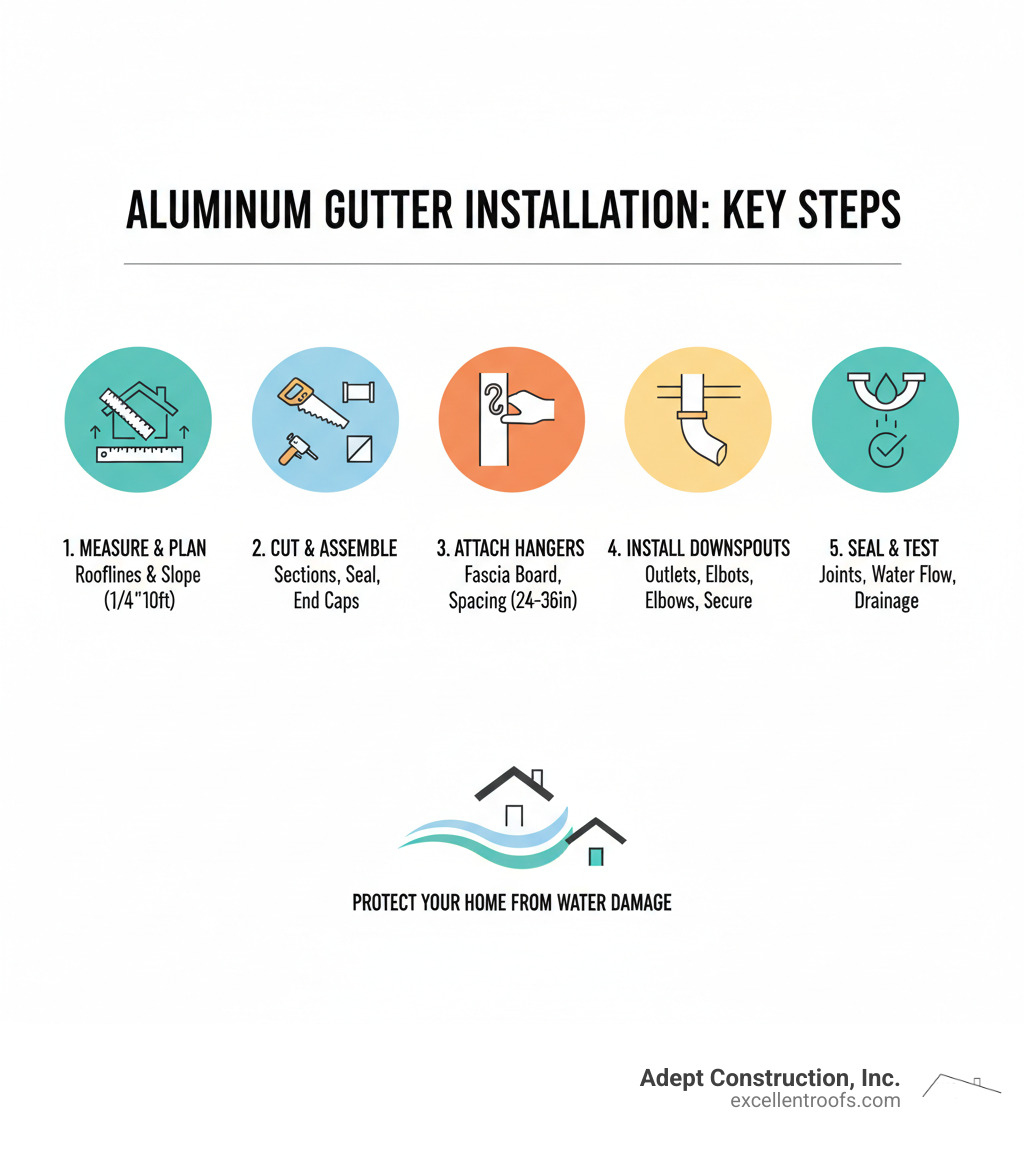 Key Steps for Aluminum Gutter Installation - Aluminum gutter installation infographic Key Steps for Aluminum Gutter Installation - Aluminum gutter installation infographic