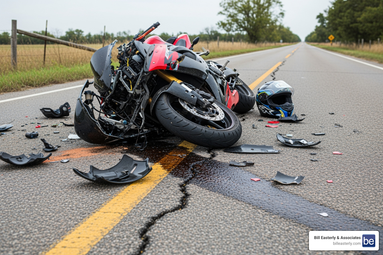 a damaged motorcycle after an accident - Motorcycle accident attorney Tennessee