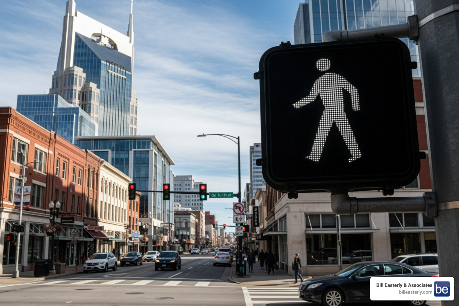 crosswalk signal in Nashville - local pedestrian accident attorney