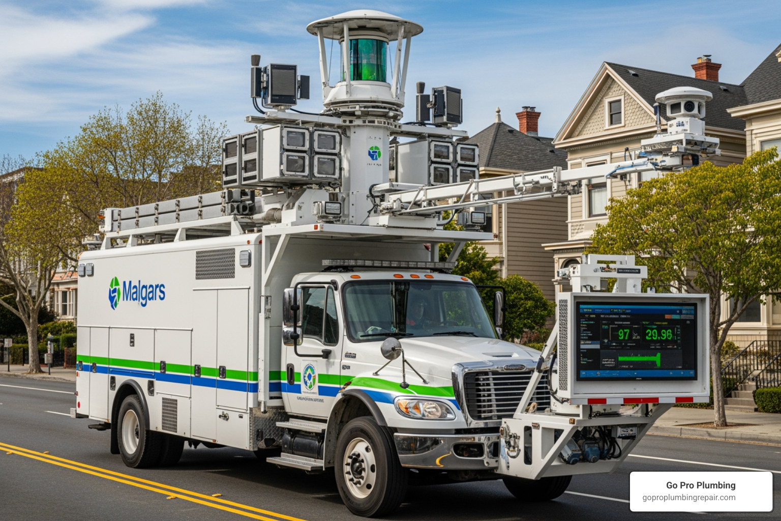 Advanced mobile leak detection unit on a utility truck - gas line leak detection