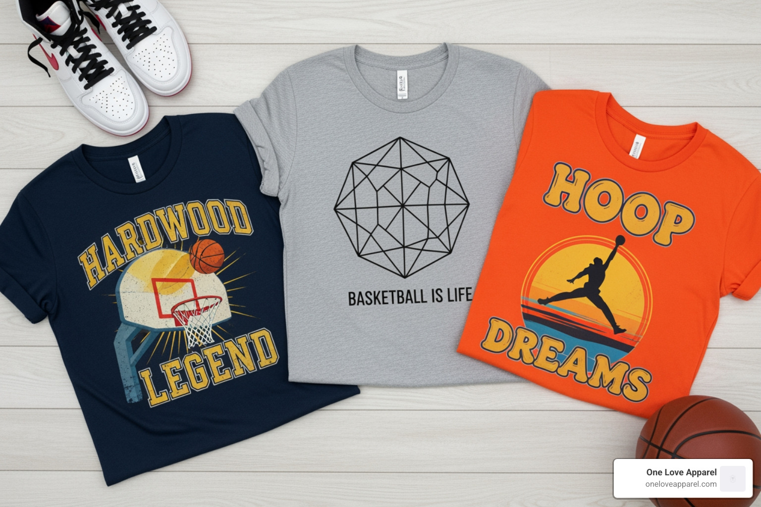 someone wearing a unique, artistic basketball-themed t-shirt from One Love Apparel - basketball graphic t shirts