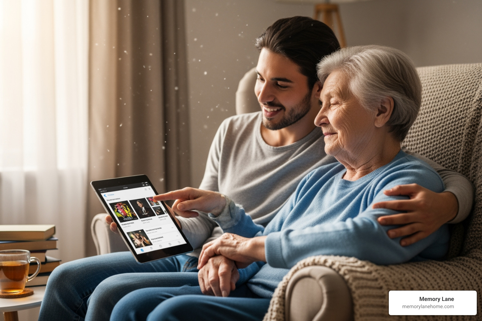 caregiver creating a personalized playlist for a loved one - music therapy dementia