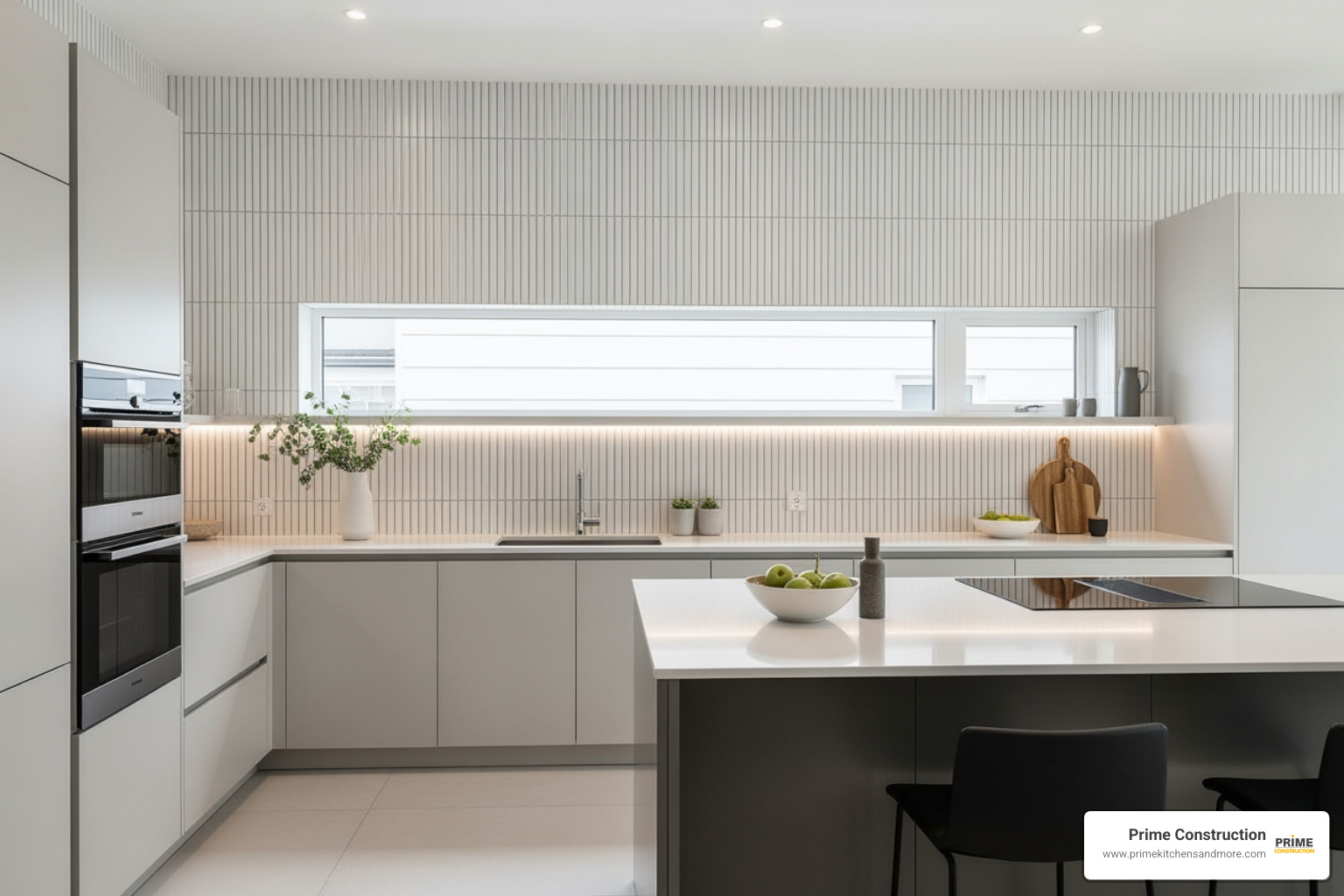 kitchen with a vertically stacked subway tile backsplash - most popular backsplash tile designs