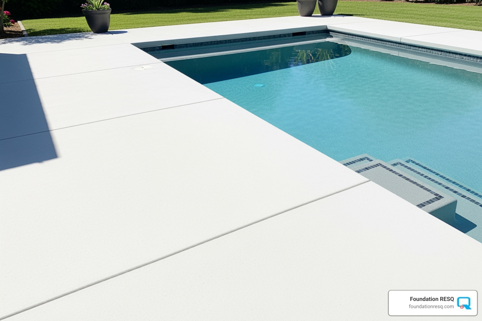 Perfectly leveled pool deck after slab jacking - slab jackers Perfectly leveled pool deck after slab jacking - slab jackers