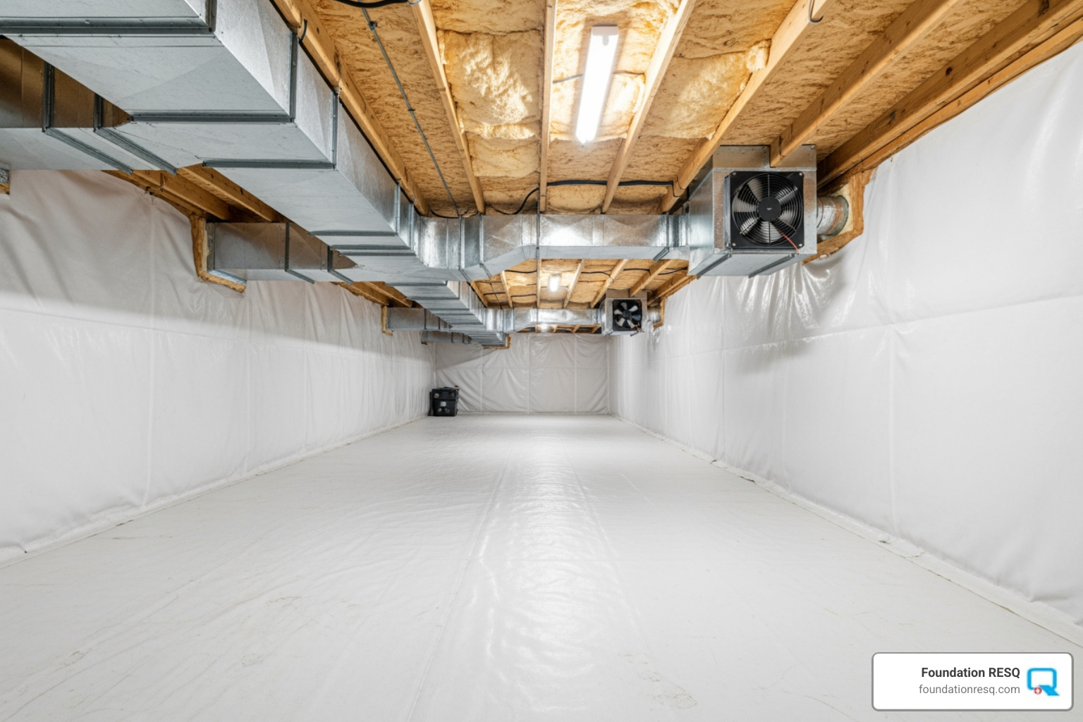 clean, brightly lit, fully encapsulated crawl space - crawl space waterproofing cost clean, brightly lit, fully encapsulated crawl space - crawl space waterproofing cost