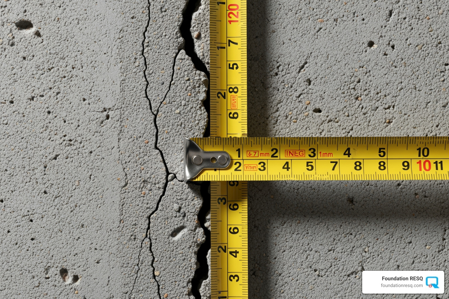 measuring tape next to a foundation crack - foundation crack repair cost