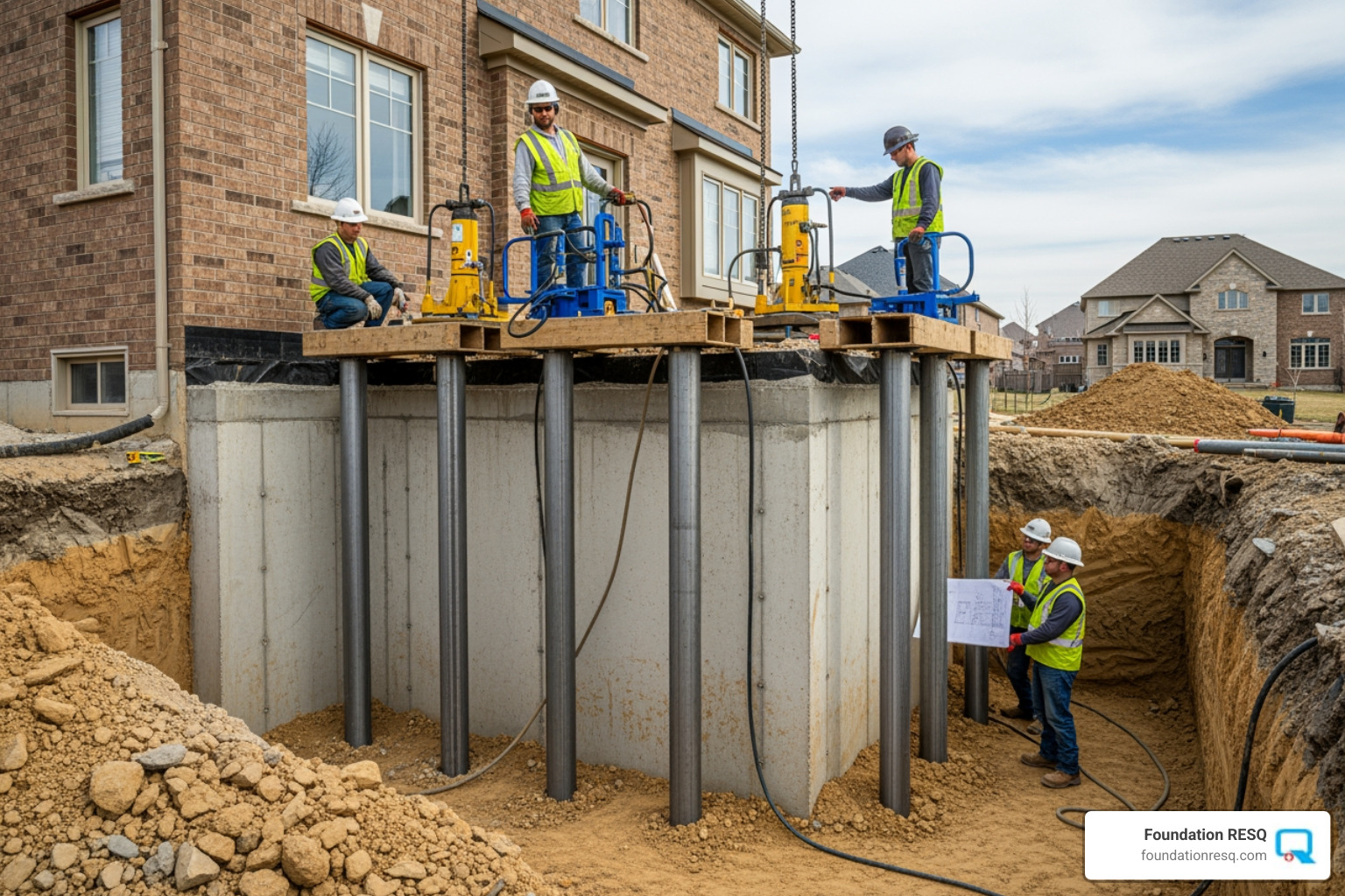 underpinning process with piers - foundation crack repair cost