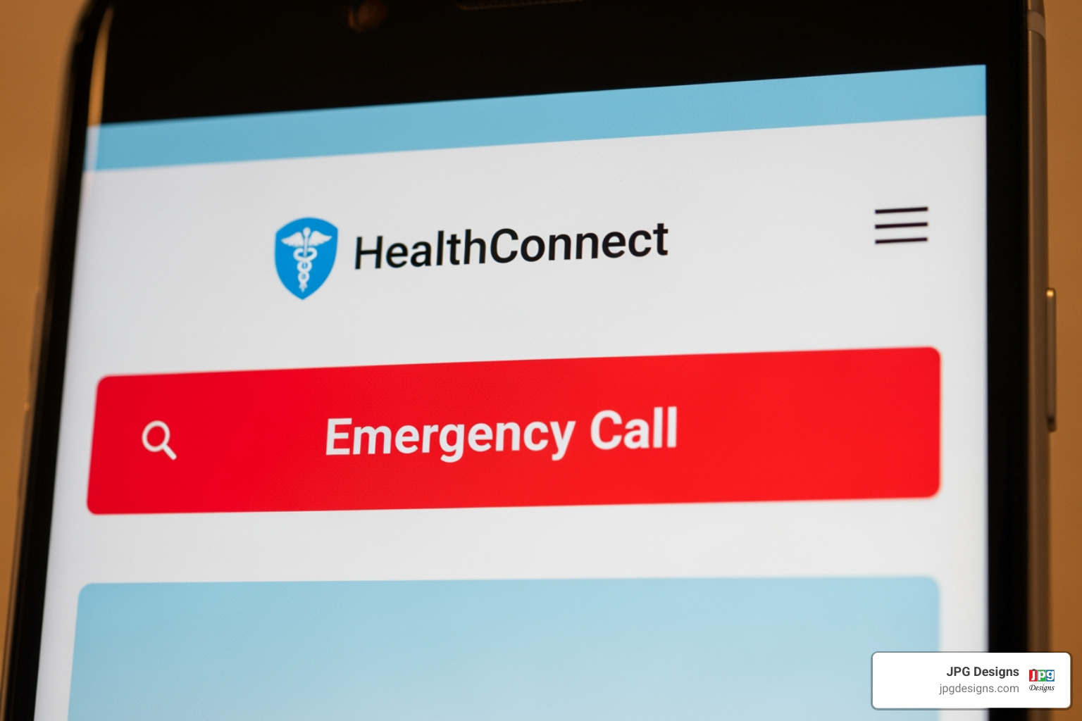 mobile website header with a highly visible "Emergency Call" button - web design for electricians