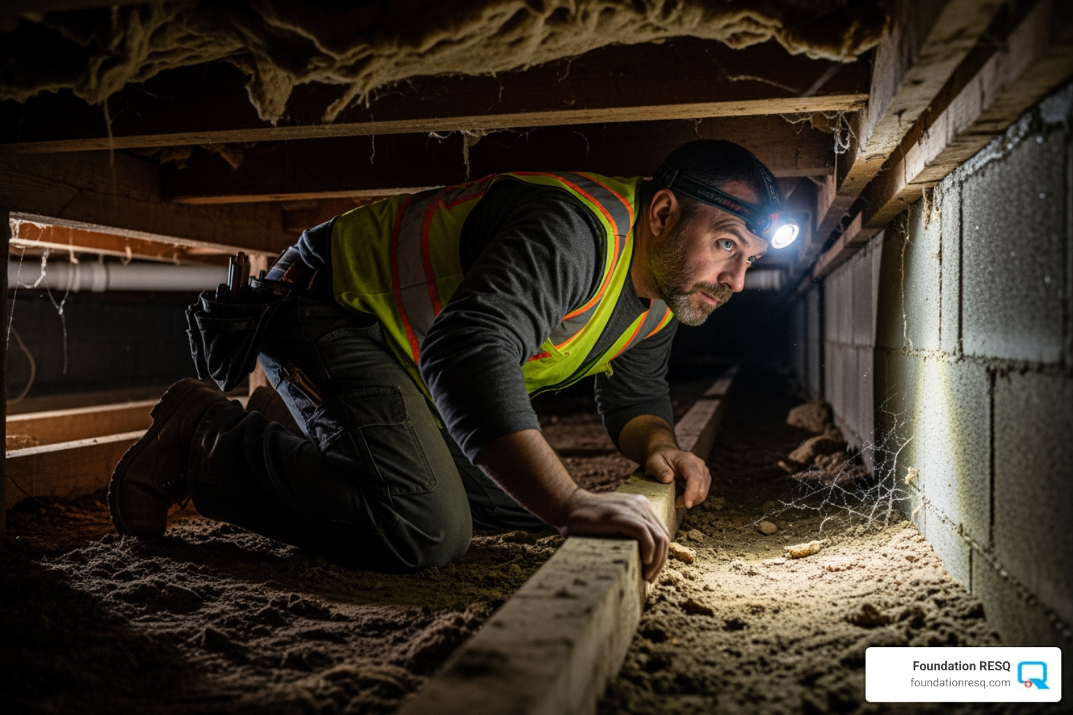 contractor inspecting crawl space - crawl space repair estimates
