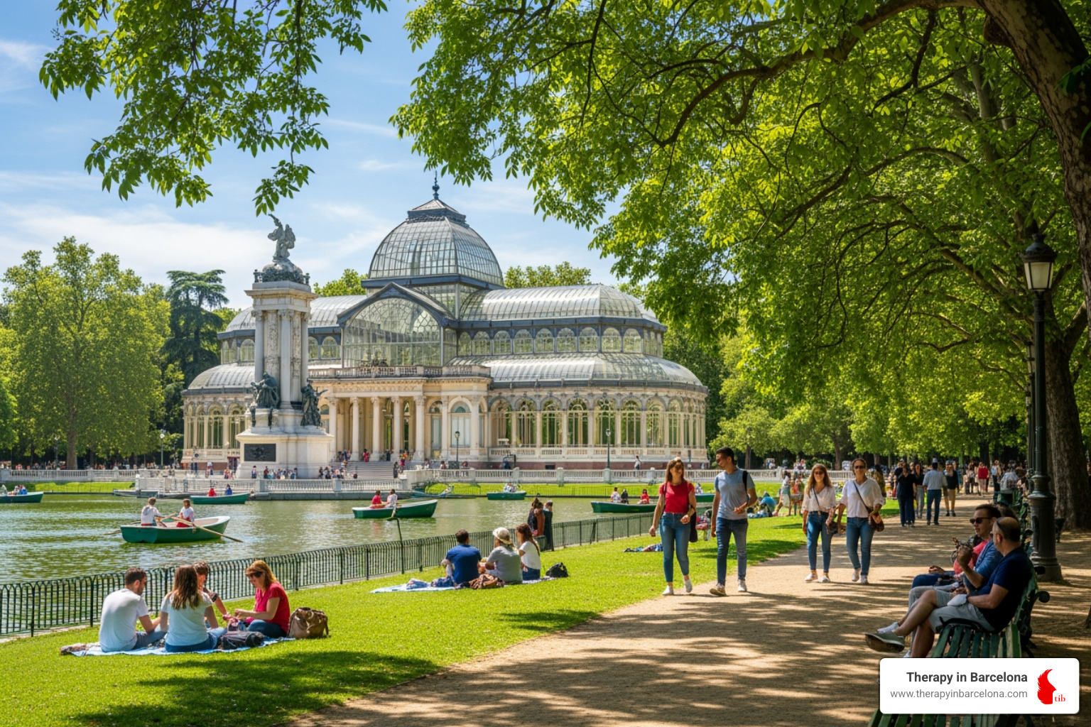 Retiro Park on a sunny day - moving to madrid as an american